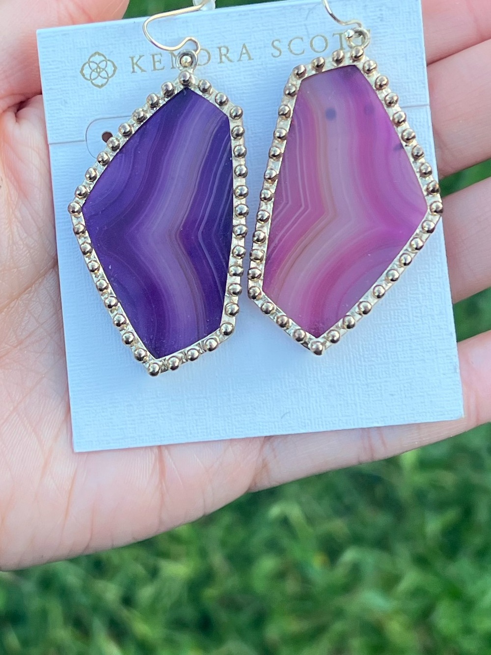 Rare kendra Scott purple banded agate huttons